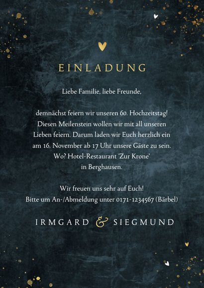 Einladung diamantene Hochzeit Foto & goldene 60 3