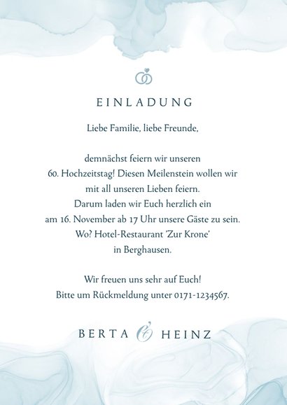 Einladung Diamantene Hochzeit mit Foto 3