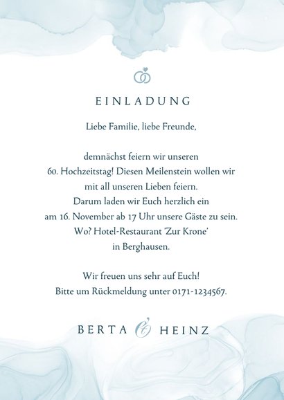 Einladung Diamantene Hochzeit mit Foto 3