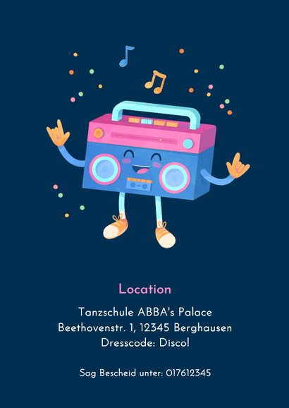 Einladung Disco Party Kindergeburtstag Zwilling mit Foto 2