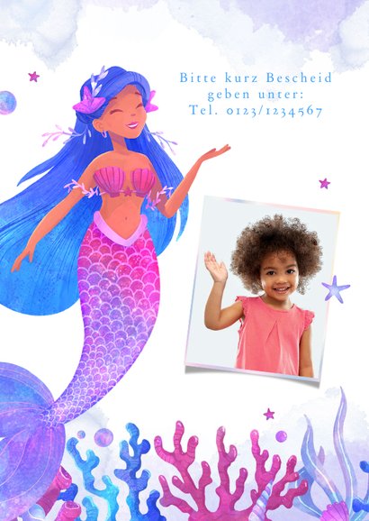 Einladung Einschulung Foto & Mermaid 2
