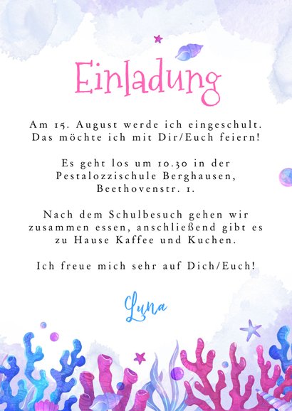 Einladung Einschulung Foto & Mermaid 3