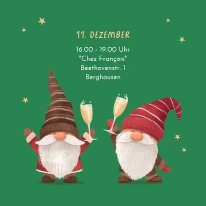 Einladung Firmen-Weihnachtsfeier Wichtel mit Sektgläsern 2