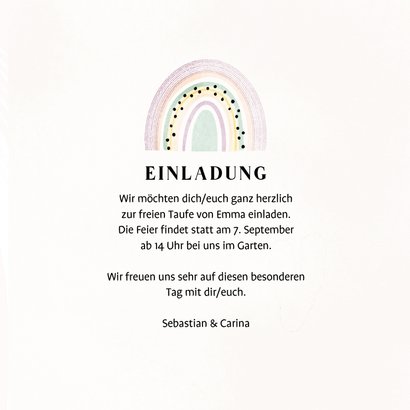 Einladung freie Taufe Regenbogen 3