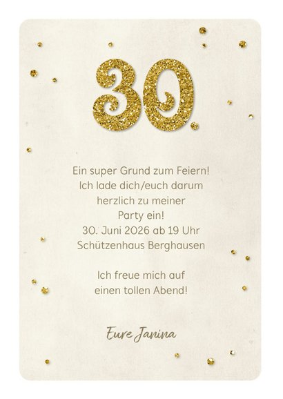 Einladung Geburtstag Glittergold 30 3
