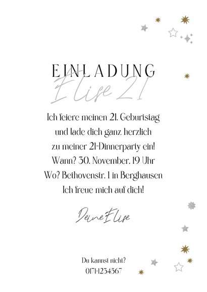 Einladung Geburtstagsparty mit Silberdruck 3