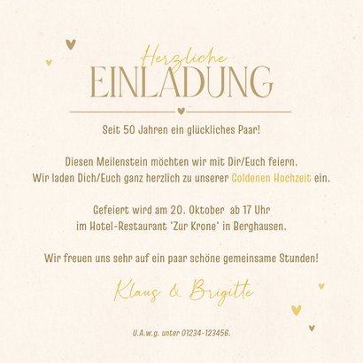 Einladung Goldene Hochzeit Foto früher Foto heute 3