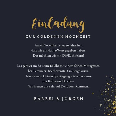 Einladung goldene Hochzeit Glitzer Sprenkel & Fotocollage 3