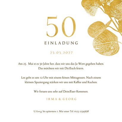 Einladung Goldene Hochzeit goldener Send a Smile