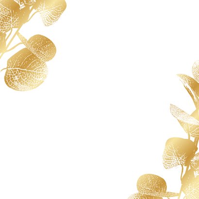 Einladung Goldene Hochzeit goldener Eukalyptus Rückseite