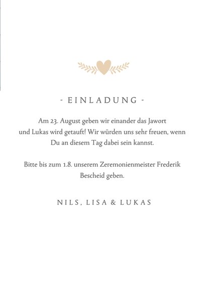 Einladung Hochzeit & Taufe Foto und Datum 3