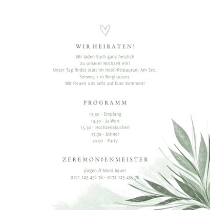 Einladung Hochzeit zierliche Blätter 3