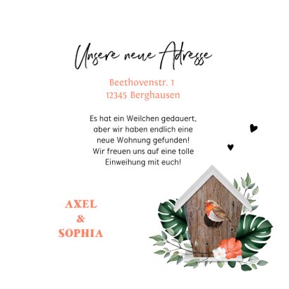 Einladung Housewarming Rotkehlchen Vogelhaus 3