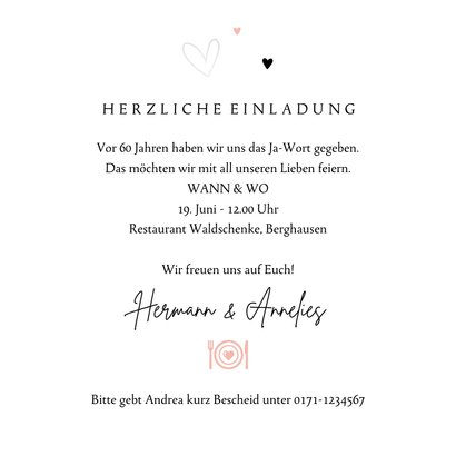 Einladung Jubiläum 60. Hochzeitstag Rosen 3