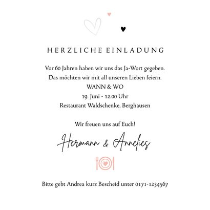 Einladung Jubiläum 60. Hochzeitstag Rosen 3