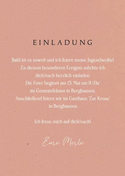 Einladung Jugendweihe Foto & Anemonen 3