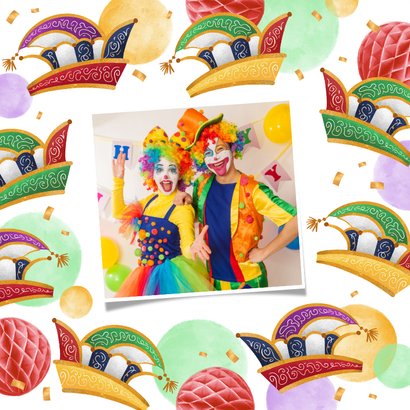 Einladung Karnevalsfeier bunte Komiteehüte 2
