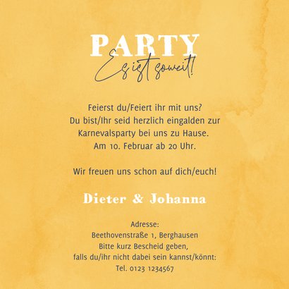 Einladung Karnevalsfeier bunte Komiteehüte 3