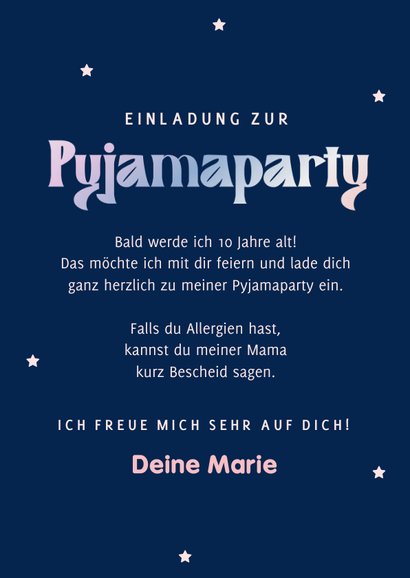 Einladung Kinder Pyjamaparty Schlafmaske 3