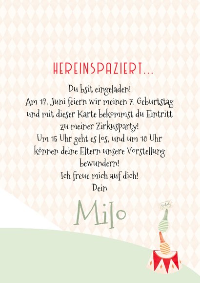 Einladung Kindergburtstag Zirkus-Party mit Foto 3