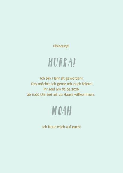 Einladung Kindergeburtstag 12 Monate hellblau Fotocollage 3