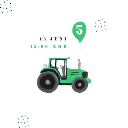 Einladung Kindergeburtstag grüne Traktoren 2