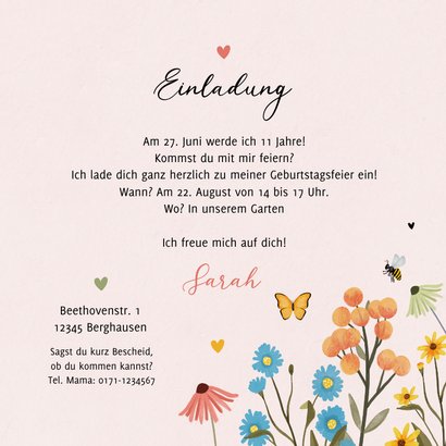 Einladung Kindergeburtstag Sommerfest 11 Jahre 3