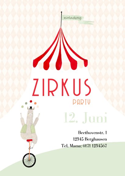 Einladung Kindergeburtstag Zirkus-Party mit Foto 2