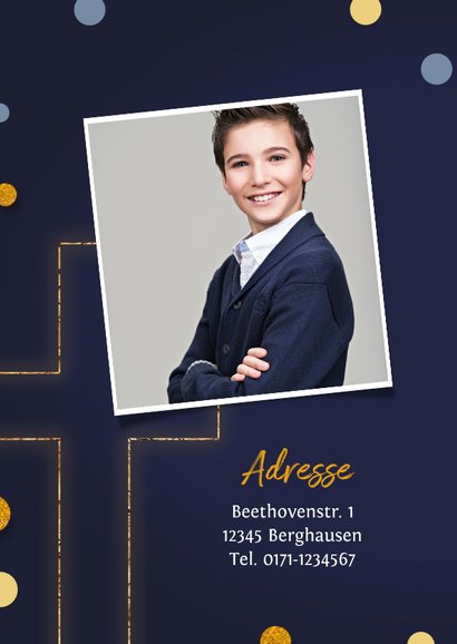 Einladung Konfirmation Foto dunkelblaues Kreuz 2