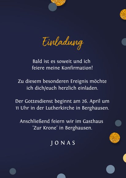 Einladung Konfirmation Foto dunkelblaues Kreuz 3