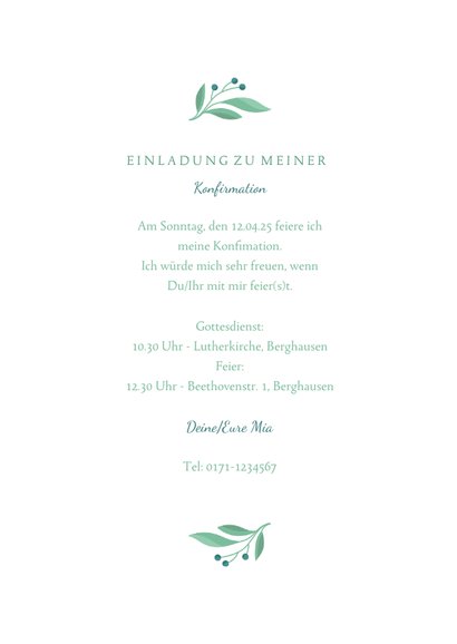 Einladung Konfirmation Taube botanisch & Foto 3