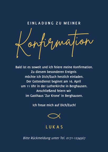 Einladung Konfirmationsfeier mit Foto 3