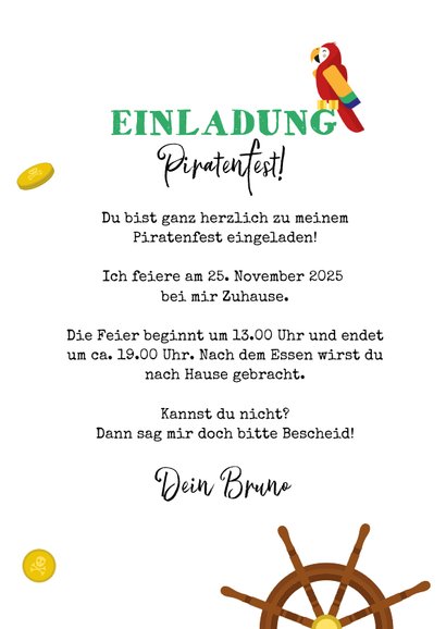 Einladung Piraten-Kindergeburtstag Junge 3