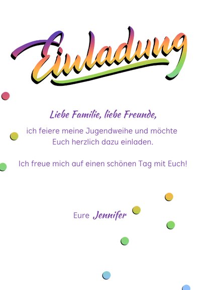 Einladung Regenbogen und Konfetti 3