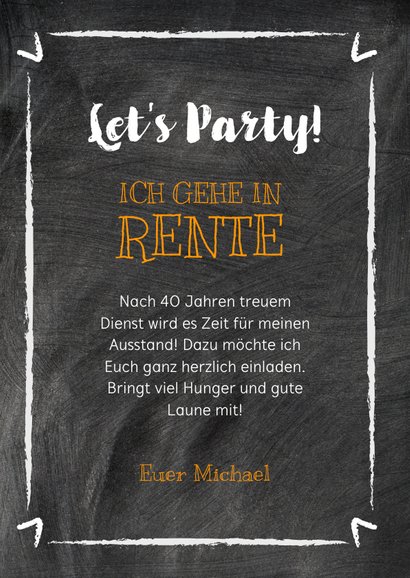 Einladung Rente-Party auf Kreide 3