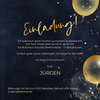 Einladung Rentenbeginn goldene Luftballons 3