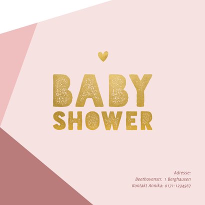 Einladung rosa Babyshower Gold 2