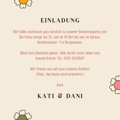 Einladung Siebziger-Party 'Take me back' 3