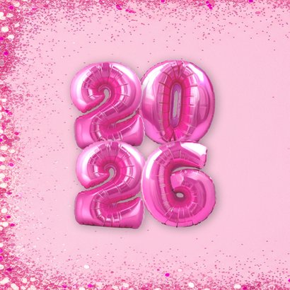 Einladung Silvesterparty 2026 Folienballons pink 2