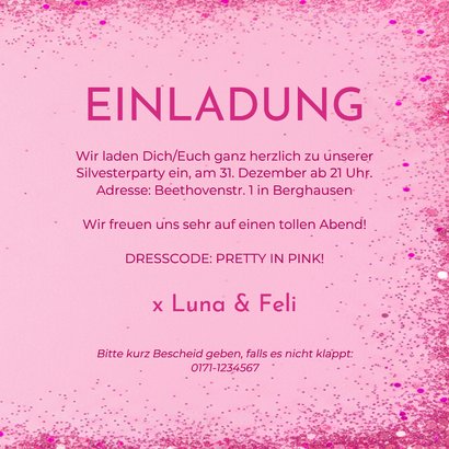 Einladung Silvesterparty 2026 Folienballons pink 3