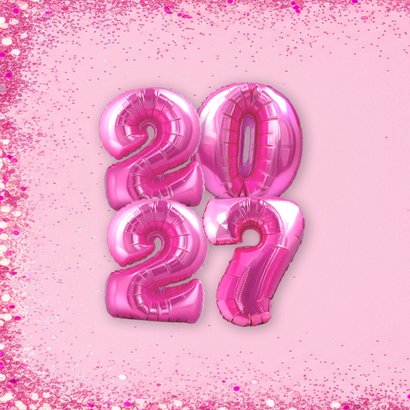 Einladung Silvesterparty 2027 Folienballons pink 2