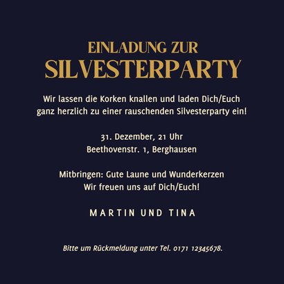 Einladung Silvesterparty Sektflasche 3