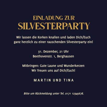 Einladung Silvesterparty Sektflasche 3