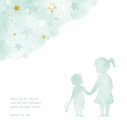 Einladung Taufe kleiner Bruder große Schwester grün 2