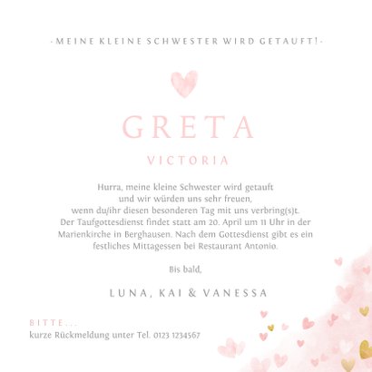 Einladung Taufe rosa großer Bruder und kleine Schwester 3