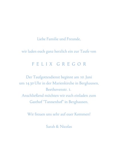 Einladung Taufkarte eigenes Foto blaue Taube 3