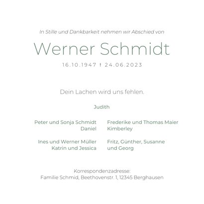 Einladung Trauerfeier Foto und Aquarellblumen 3