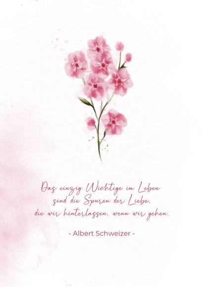 Einladung Trauerfeier rosa Blumen 2