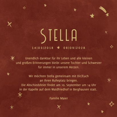 Einladung Trauerfeier rostrot mit Sternchen 3