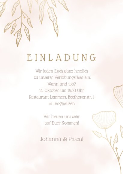 Einladung Verlobungsfeier Aquarell & elegante Blumen 3